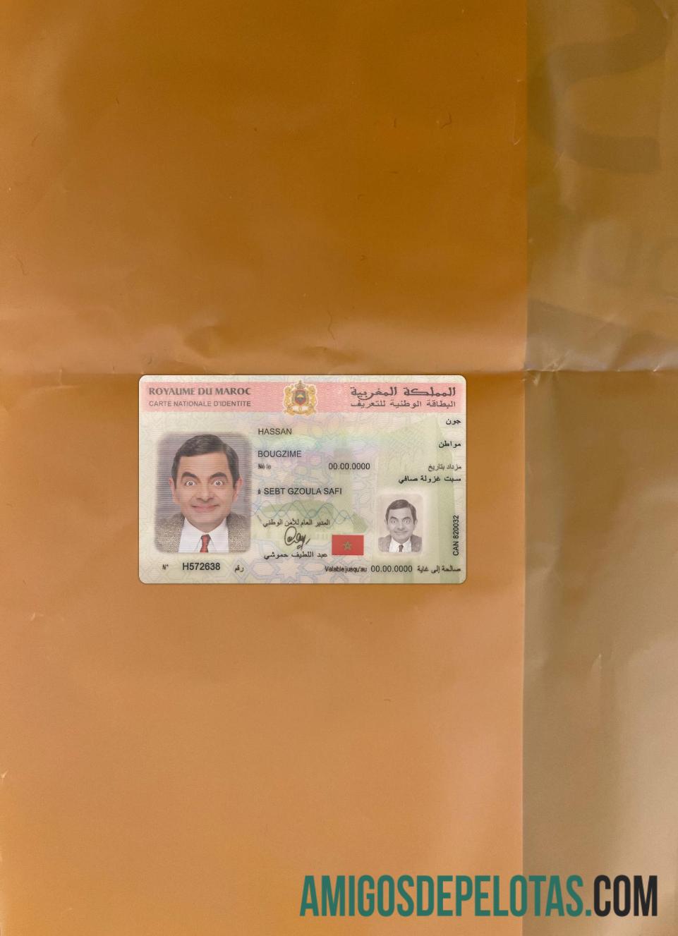 Morocco National ID Card 2020 Present olhar de foto frente modelo